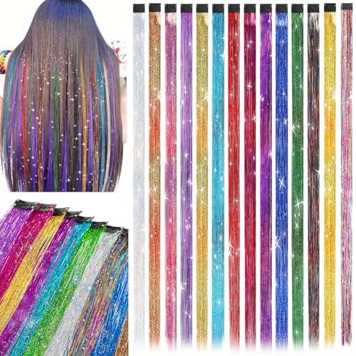 Tinsel Hair Extensions Clip In 14 Colors 19.7 In Glitter