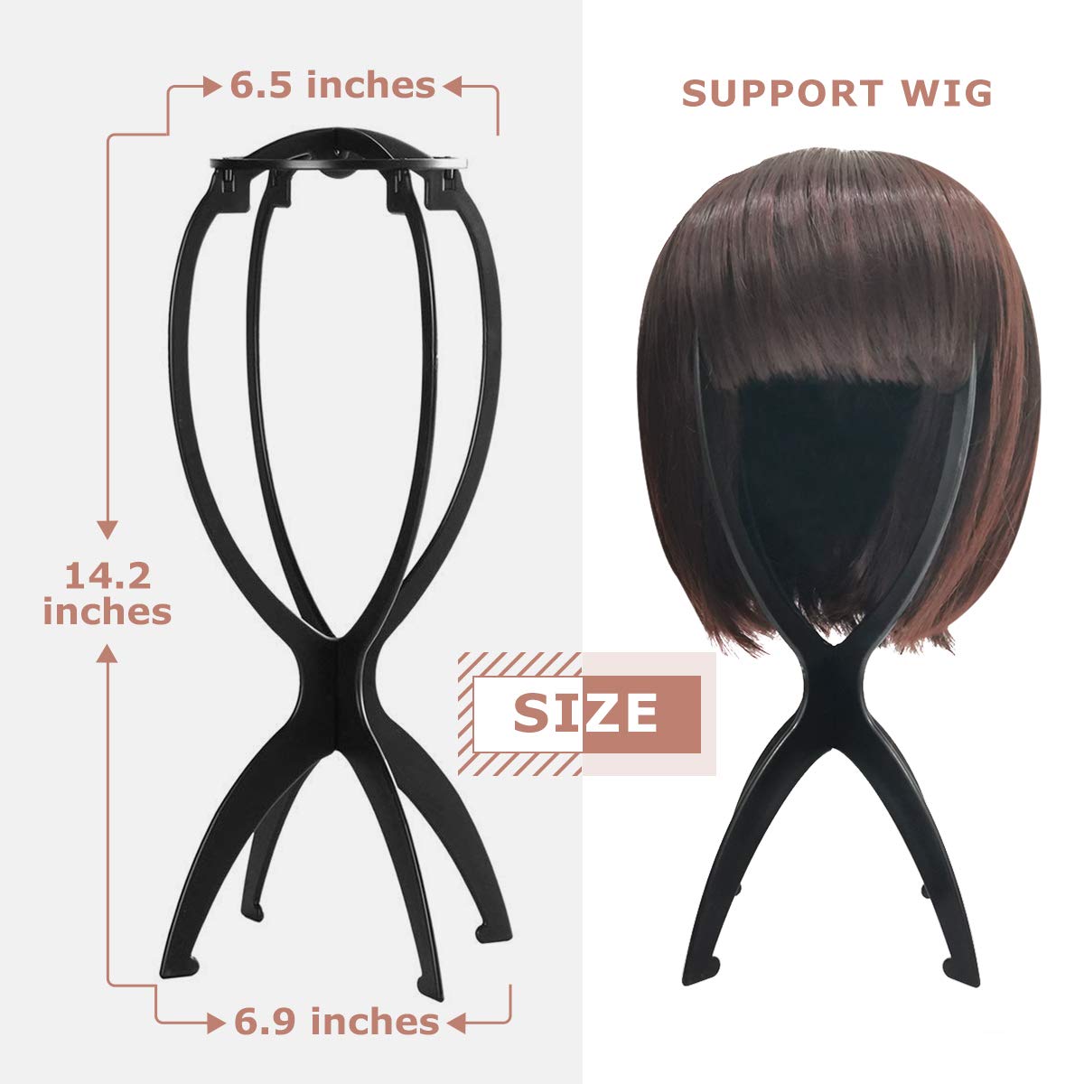 Dreamlover Wig Stand, Wig Head Stand for Multiple Wigs, Black, 3 Pack