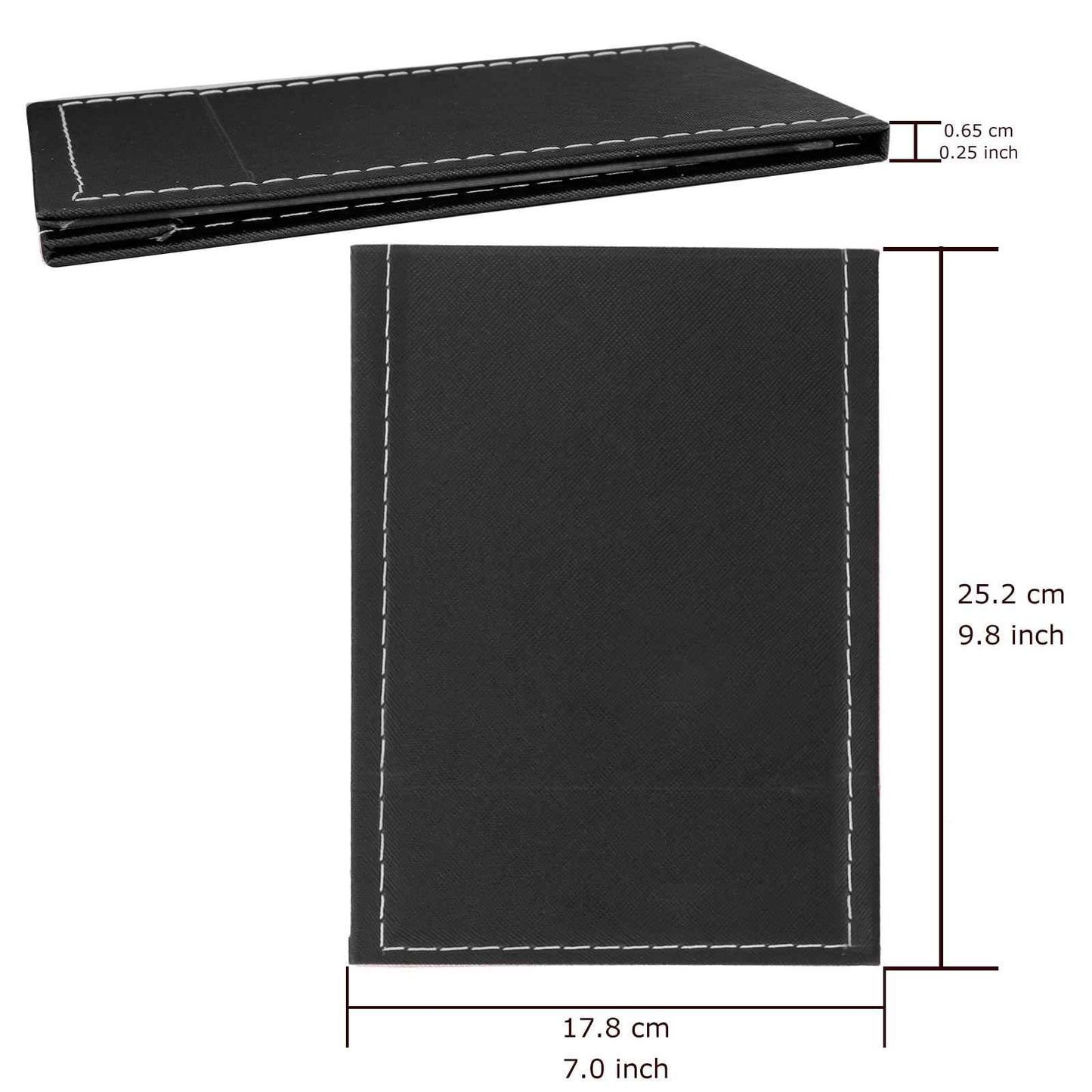 Yatnks 7x10 Inches Makeup Mirror, Portable PU Leather Folding Desktop Vanity Mirror with Adjustable Stand for Vanity Table, Office, Travel (L, Black)