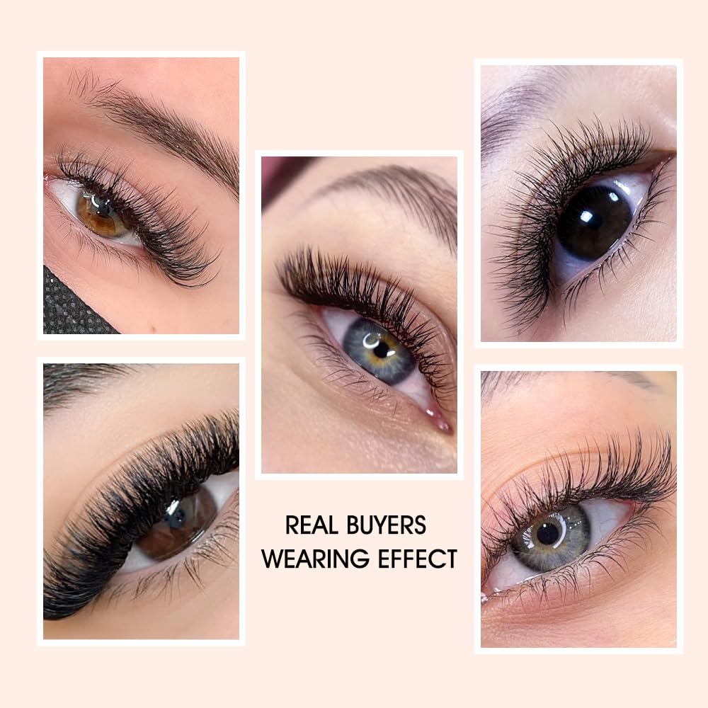 NATUHANA WW Clover Eyelash Extensions 0.07mm D Curl 8-12 Mixed Tray Double 6D lashes Supplies Premade Fans Russian Volume Faux Mink 12Rows/Case W Shape Lash Extensions (d6D black;0.07 D, 8-12 MIX)