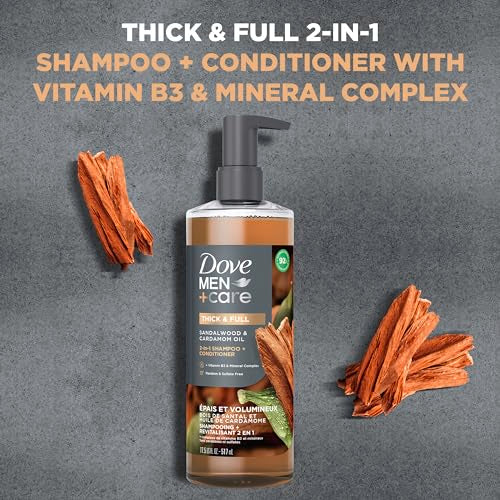 Dove Men+Care Thick & Full 2-in-1 Shampoo & Conditioner Sandalwood + Cardamom Oil 17.5oz