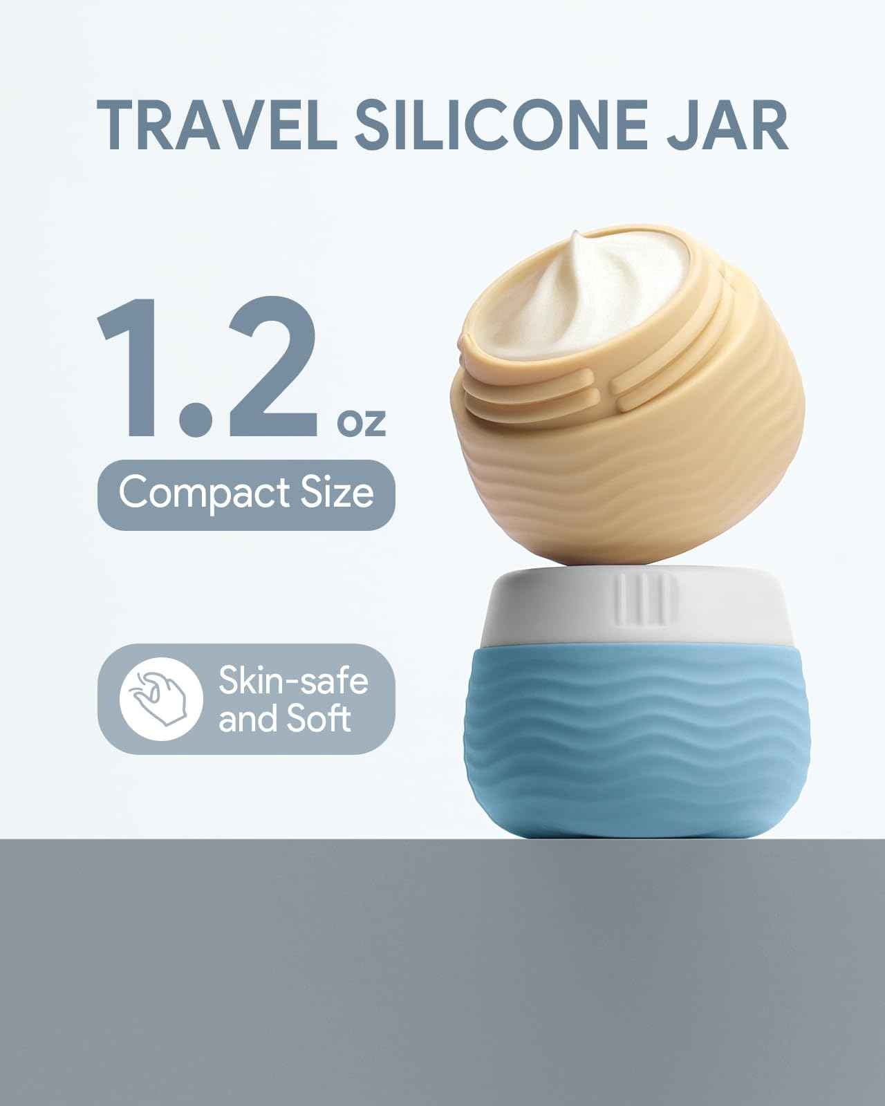 Lotour Travel Toiletry Bag for Women with Travel Size Silicone Containers Set, Hanging Toiletry Bag for toiletries, Cosmetic Bag Travel Organizer (Blue)