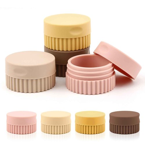 4 Pcs Travel Containers Sets Silicone Cream Jars Empty Lotion Leak-proof Bottles with Sealed Lid For Lotion Moisturizer Sunscreen Cosmetic Skincare Set(Four Colors)
