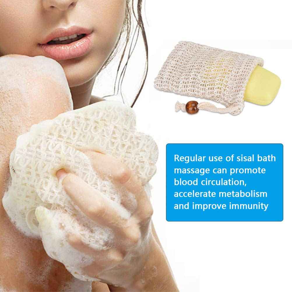 BUYGOO 30 Pack Soap Exfoliating Bag, Natural Soap Saver Hand Made Sisal Mesh Soap Bag Bar Soap Bag with Drawstring for Bath & Shower Use