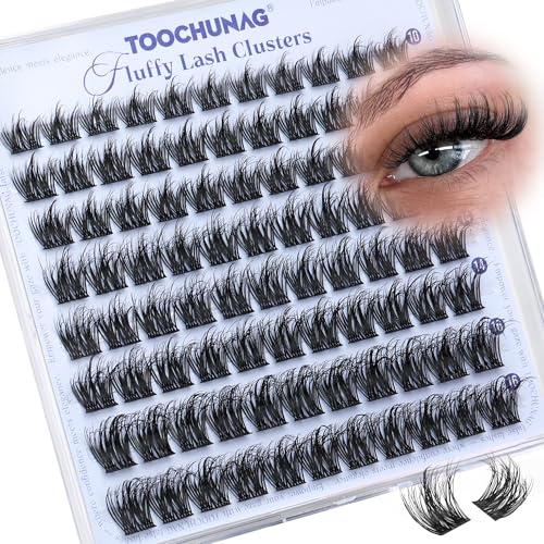 TOOCHUNAG Manga Fluffy Lashes Clusters 10-16mm D+ Curl False Eyelash Extensions