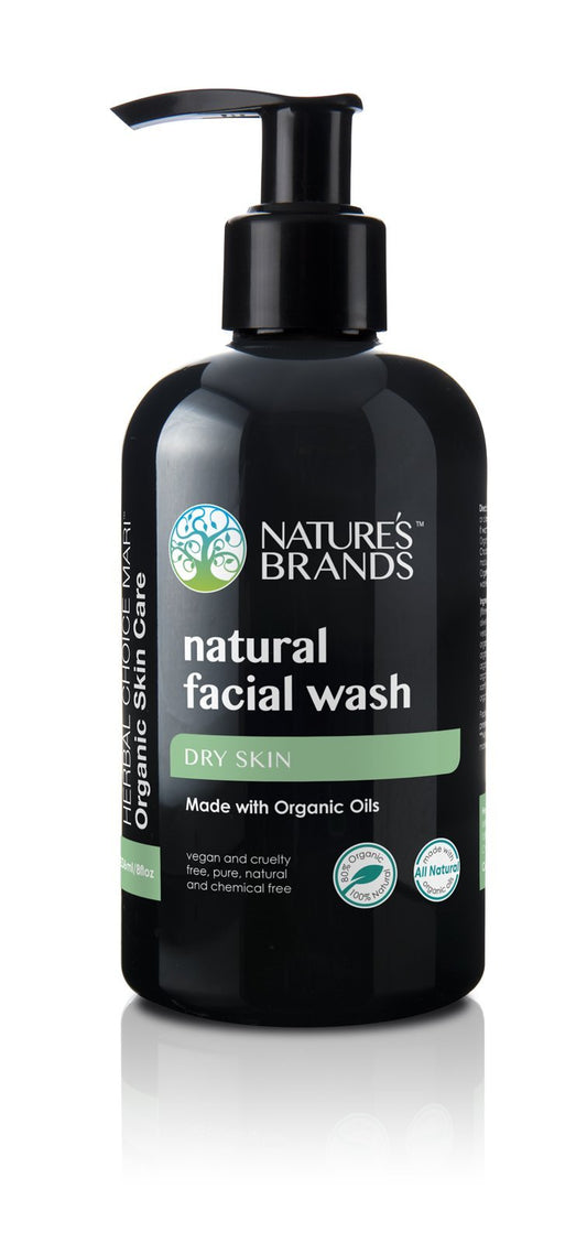 Natural Facial Wash by Herbal Choice Mari (Dry Skin, 8 Fl Oz Bottle) - Made with Organic Ingredients