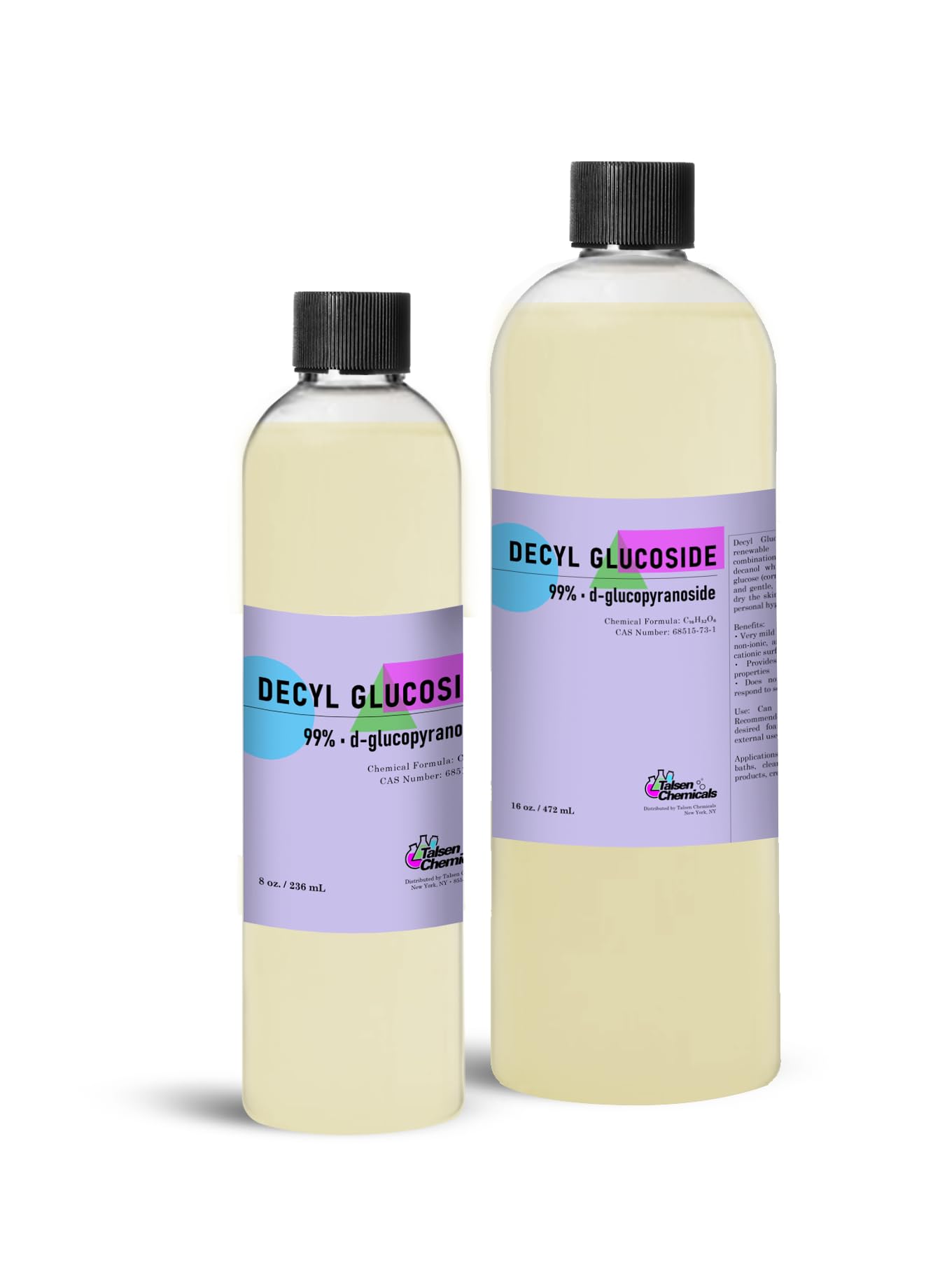 Decyl Glucoside Organic 12 Oz / 354 mL Mild Non-Ionic Surfactant - Plant-Based Gentle Cleansing & Foaming Agent for DIY Cosmetics Skincare & Haircare, Versatile Emulsifying Agent by Talsen Chemicals