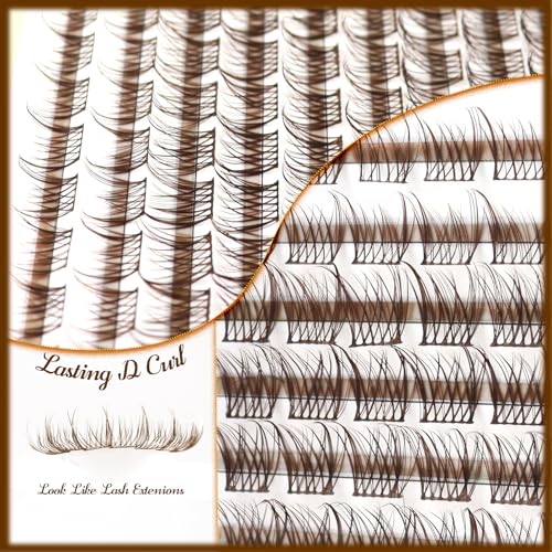TEESTOU Dark Brown Wispy Lash Clusters Natural Look D-Curl 10-16mm