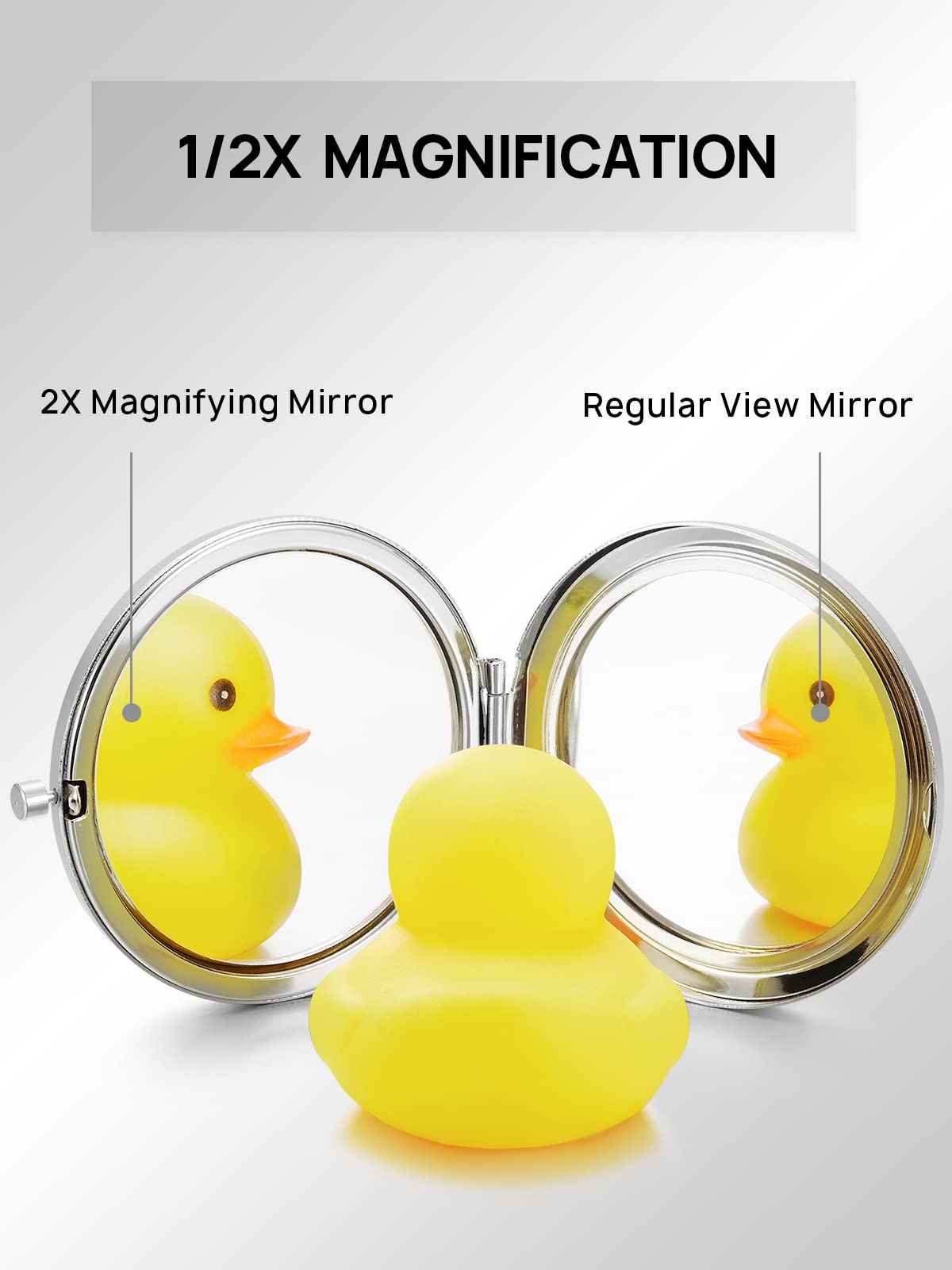 Getinbulk Compact Mirror Bulk, Pack of 6 Double-Sided 1X/2X Magnifying Metal Makeup Mirrors(Round, Silver)