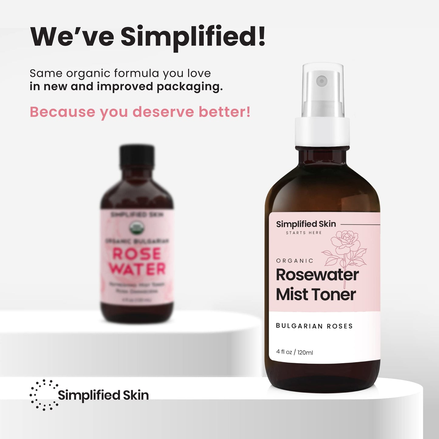 Rose Water Spray for Face & Hair - 100% Natural Organic Face Toner - Alcohol-Free Makeup Remover - Anti-Aging Self Care Beauty Mist - Face Care - Hydrating Rosewater Refill - 8 Oz