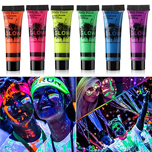 Glow in Dark Face Body Paint UV Neon 8-Pack by HomeHere
