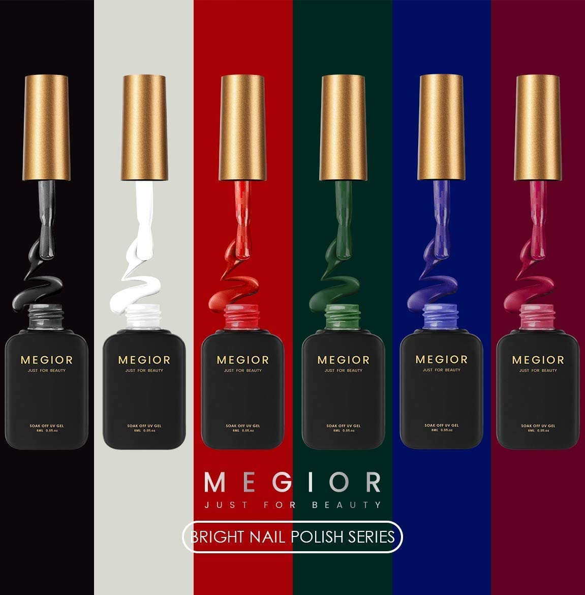 MEGIOR Gel Nail Polish Set 6 Colors (Basic Colours)