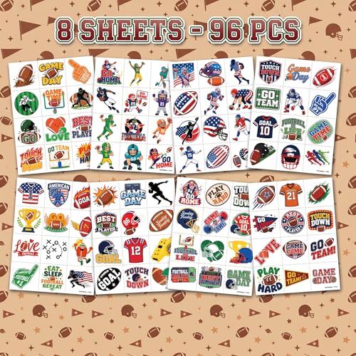 96 PCS Football Temporary Tattoos for Kids - Party Favors