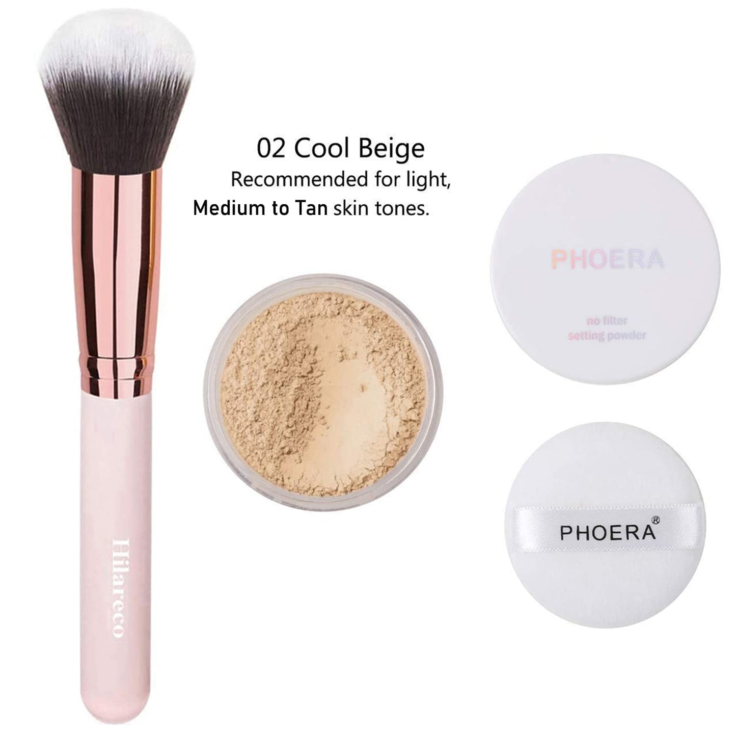 PHOERA Foundation,Mushroom Head Air Cushion CC Cream, PHOERA Primer, PHOERA Powder,3 Pcs Cream Contour Stick Makeup Kit, Shades with Highlighter Stick, Blush Stick and Bronzer Contour Stick