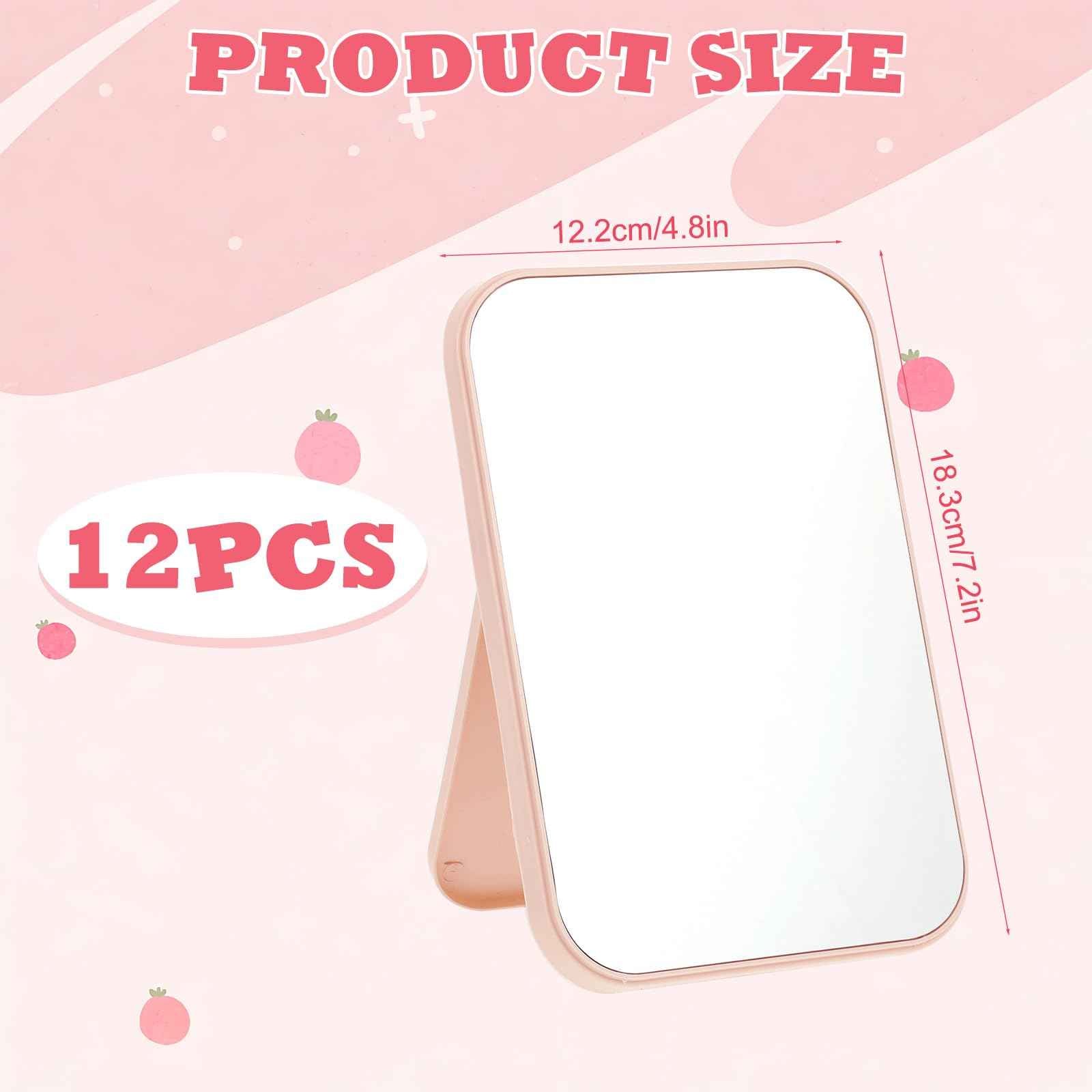 Rainmae 12 Pcs Spa Party Mirrors Spa Party Supplies for Girls, Pink Sleepover Accessory Favors Makeup Mirror for Sleepover Slumber Birthday Favors Gift