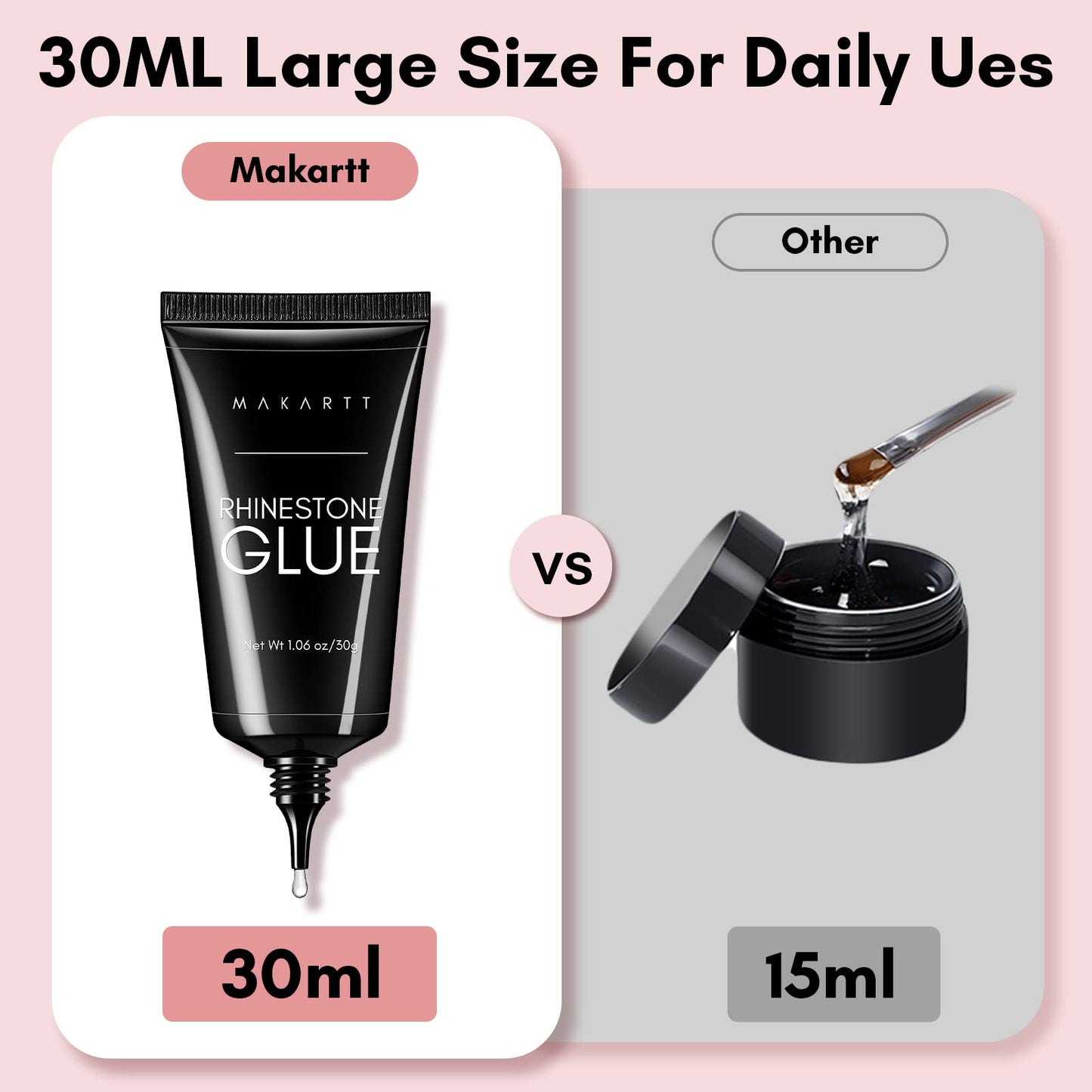 Makartt Nail Rhinestone Glue for Nails, Super Strong Gel Nail Glue for Nail Charm 3D Nails Bling Gel for Nail Decoration Gem Nail Art Jewel Diamonds 30ML Cured Need Beauty Gift