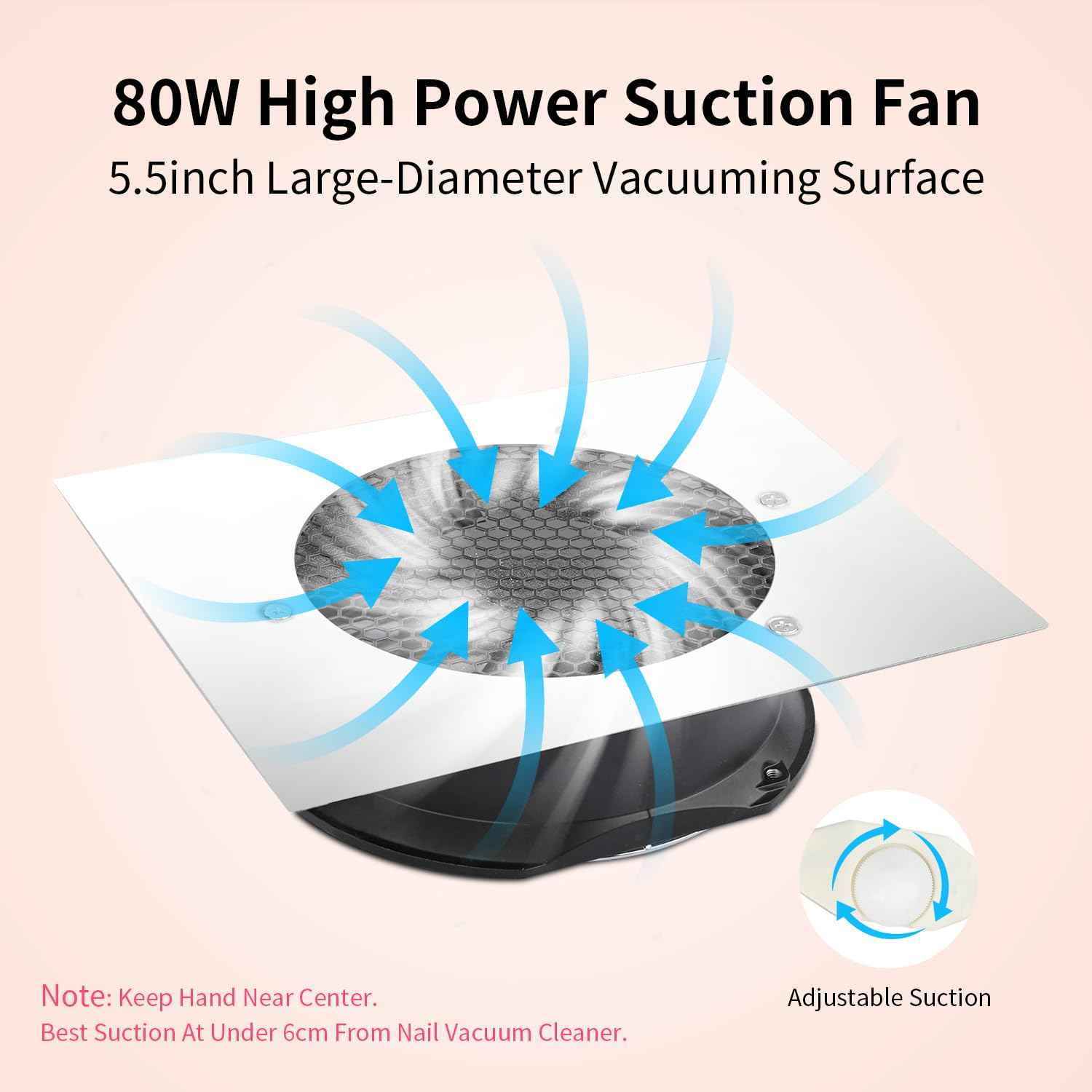 Powerful 80W Nail Dust Collector Built in Table Desk Nail Vacuum Cleaner Professional Table Embedded Dust Extractor Vacuum Built in Desktop Nail Dust Collector Quiet Nail Fan Acrylic Nail Tools