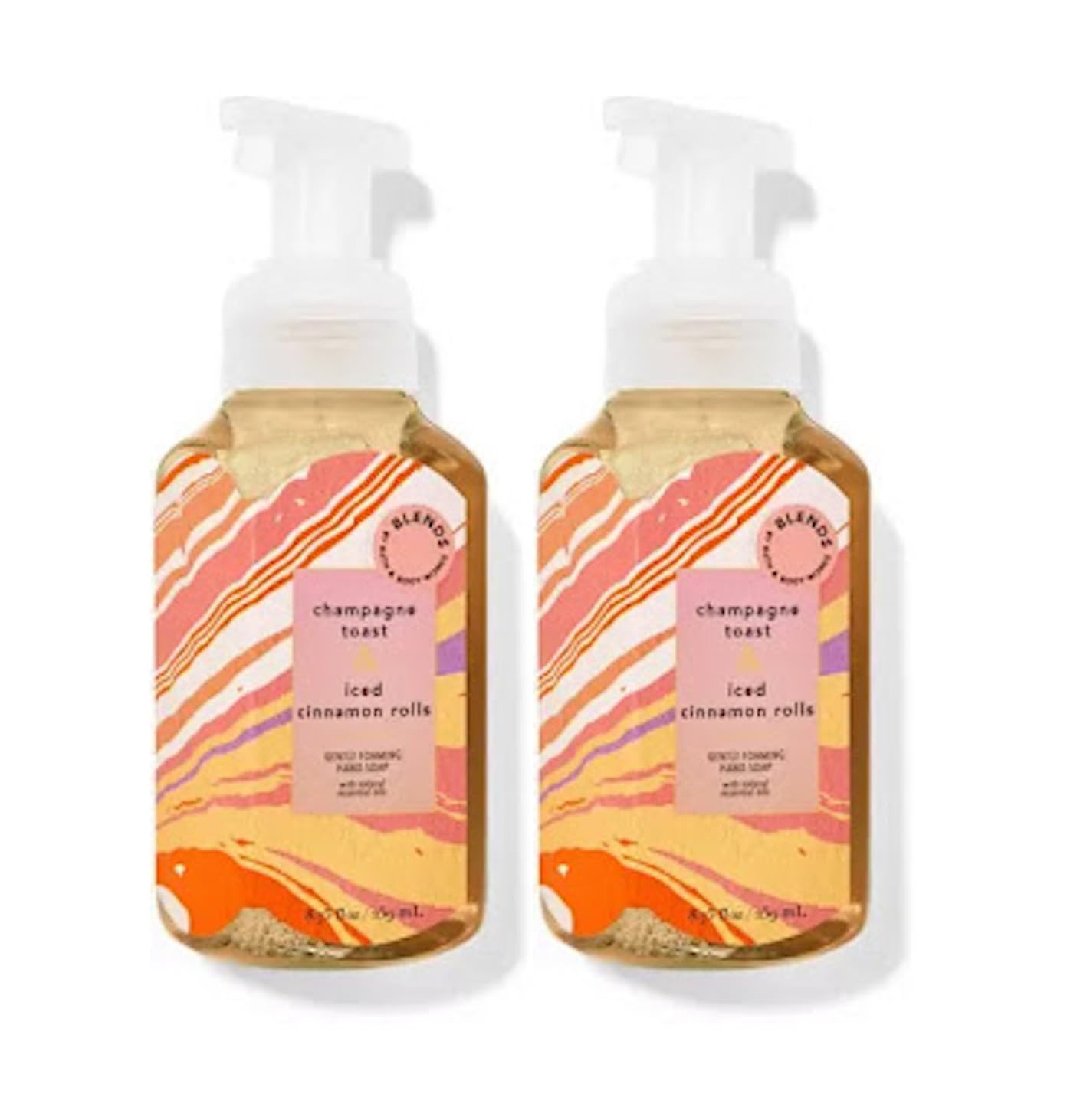 Bath and Body Works Gentle Foaming Hand Soap 8.75 Ounce 2-Pack (Champagne Toast & Iced Cinnamon Rolls)