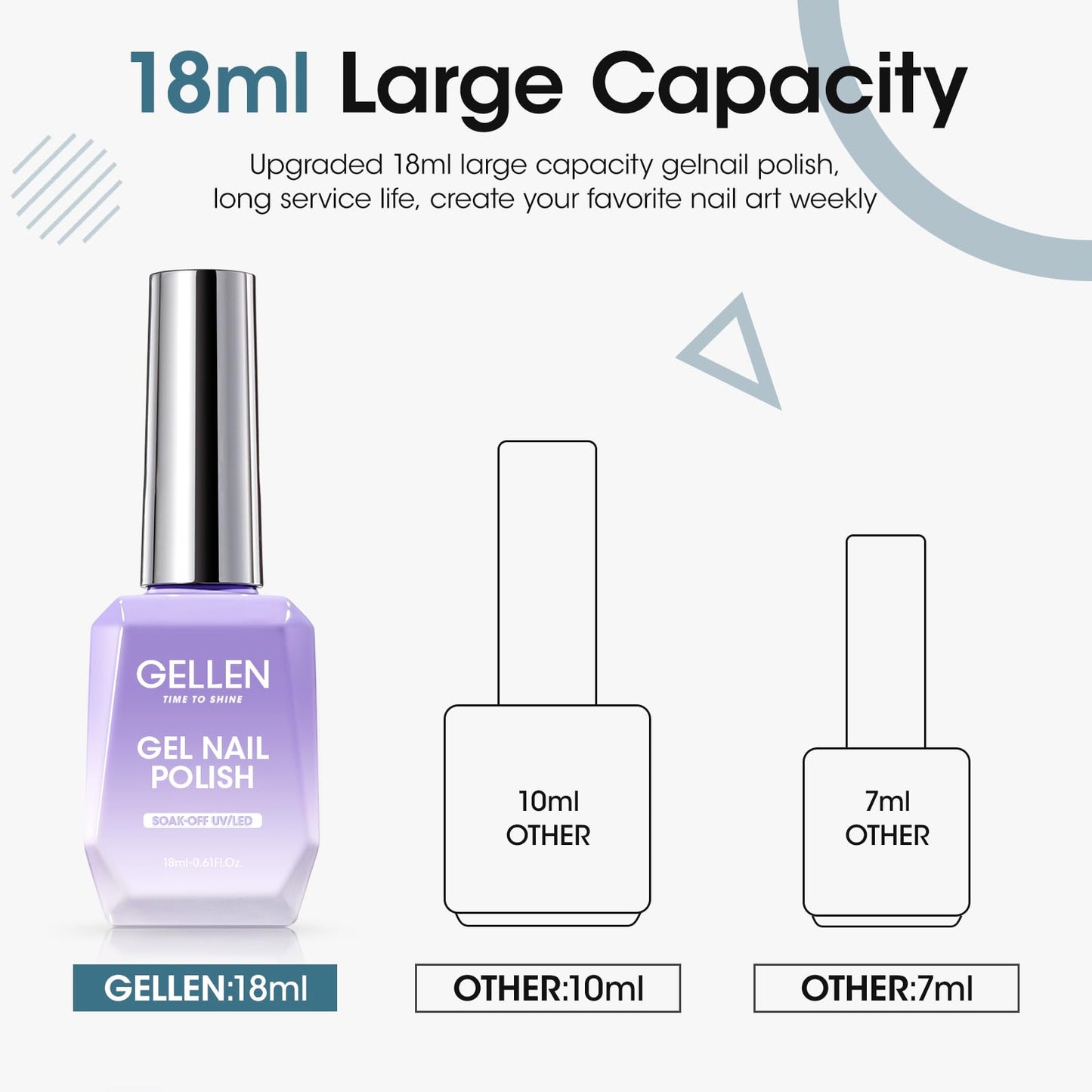 Gellen Gel Nail Polish - 18ml Gray Gel Polish Soak Off No Wipe Glossy Led UV Gel for Nail Manicure Art Salon Home, 0.61 Fl.Oz