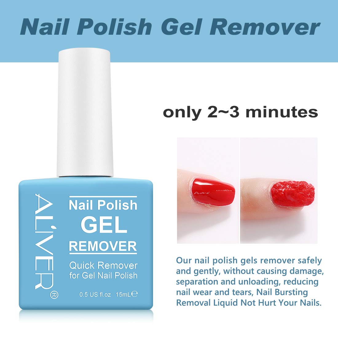 Gel Nail Polish Remover (15ML), Gel Remover For Nails, Gel Nail Remove With Cuticle Pusher, Professional Remove Gel Polish In 2-3 Minutes, Safe & Easy, No Soaking or Wrapping, 2 Pack