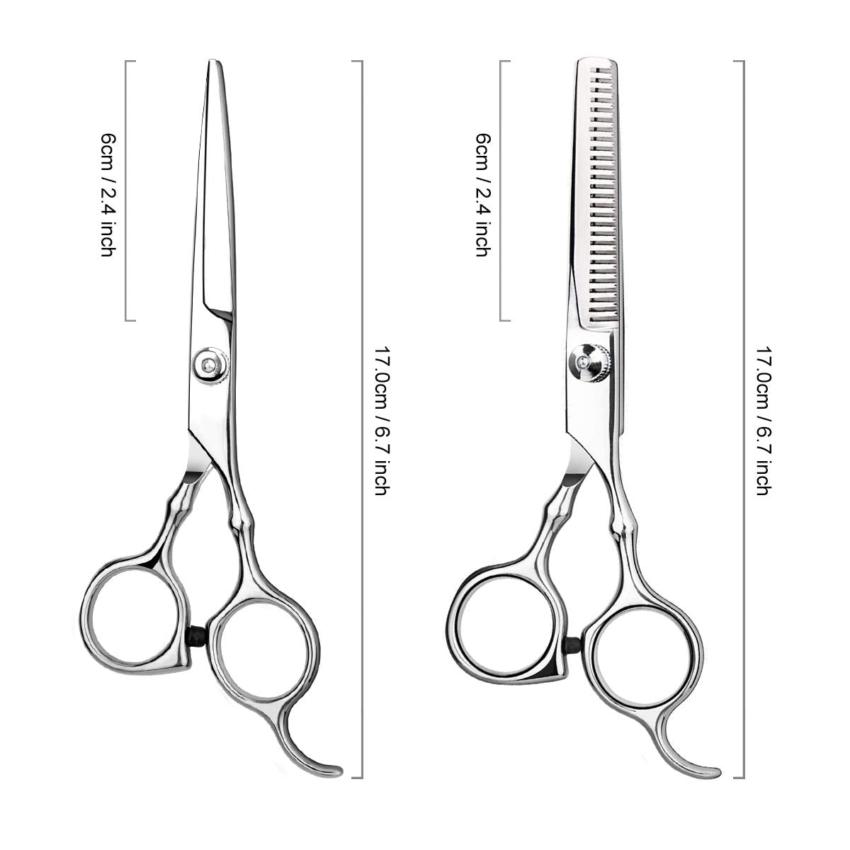 Hair Cutting Scissors Professional Home Haircutting Barber/Salon Thinning Shears Kit with Comb and Case for Men/Women (Sliver)