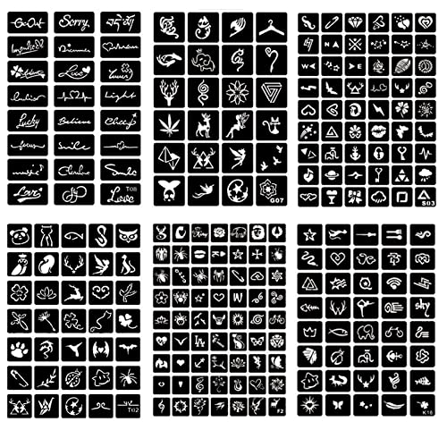 Temporary Tattoo Stencils Kit, 622+ Designs, 20 Sheets