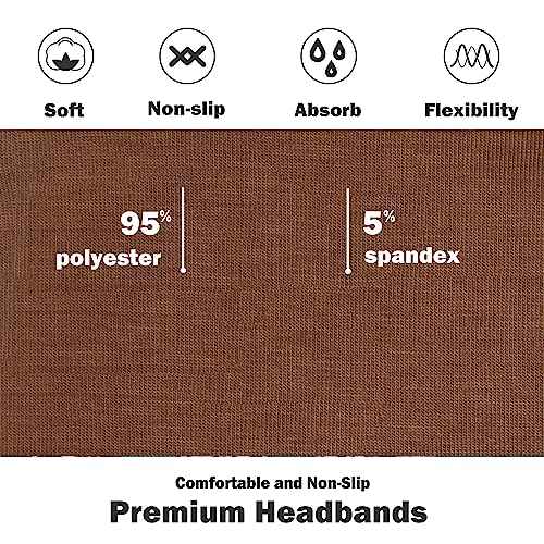 IVARYSS Headbands for Women, Non-Slip, Premium Stretchy Head Bands Hair Accessories,Wear for Yoga, Fashion, Working Out, Travel or Running, 6 Pack, Neutral