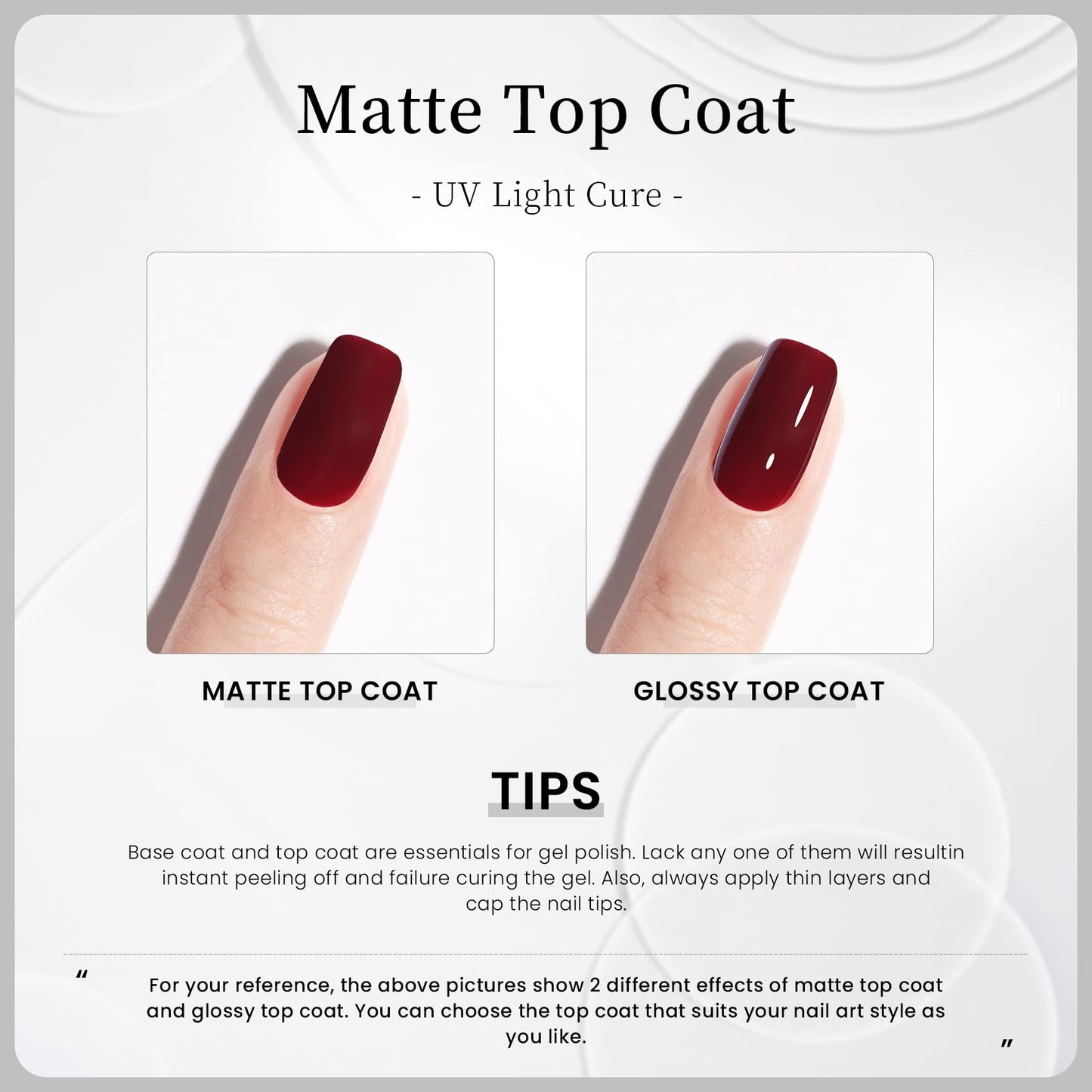 MAYCHAO Matte Gel Top Coat, 15ML Gel No Wipe Matte Top Coat Soak Off Nail Lamp Gel Nail Polish Matte Finish Long Lasting for Home Nail DIY Manicure