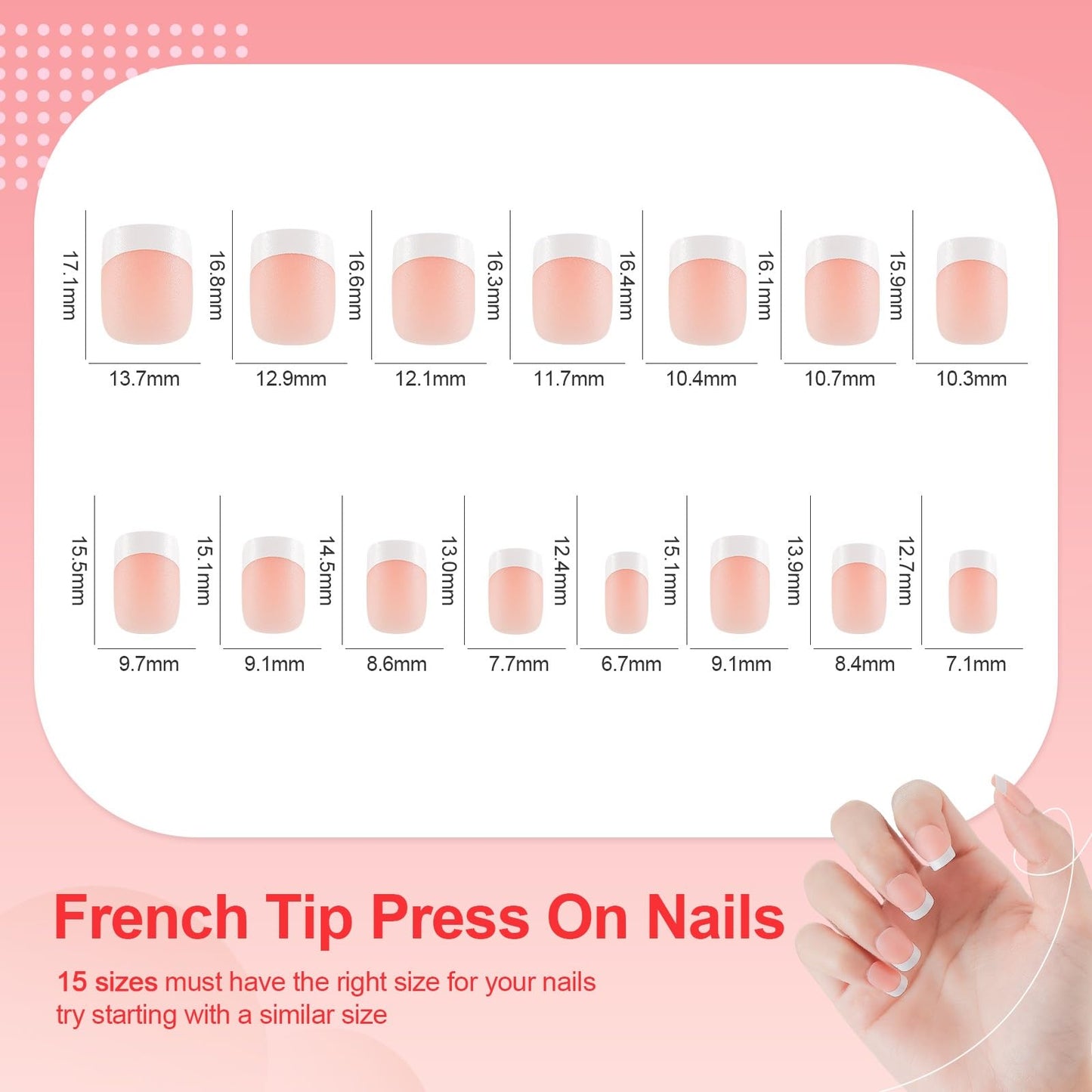 LIARTY 150 Pcs French Press On Nails Short Square, French Tip False Nails Manicure, 15 Size Acrylic Full Cover Artificial Fake Nails (Natural)