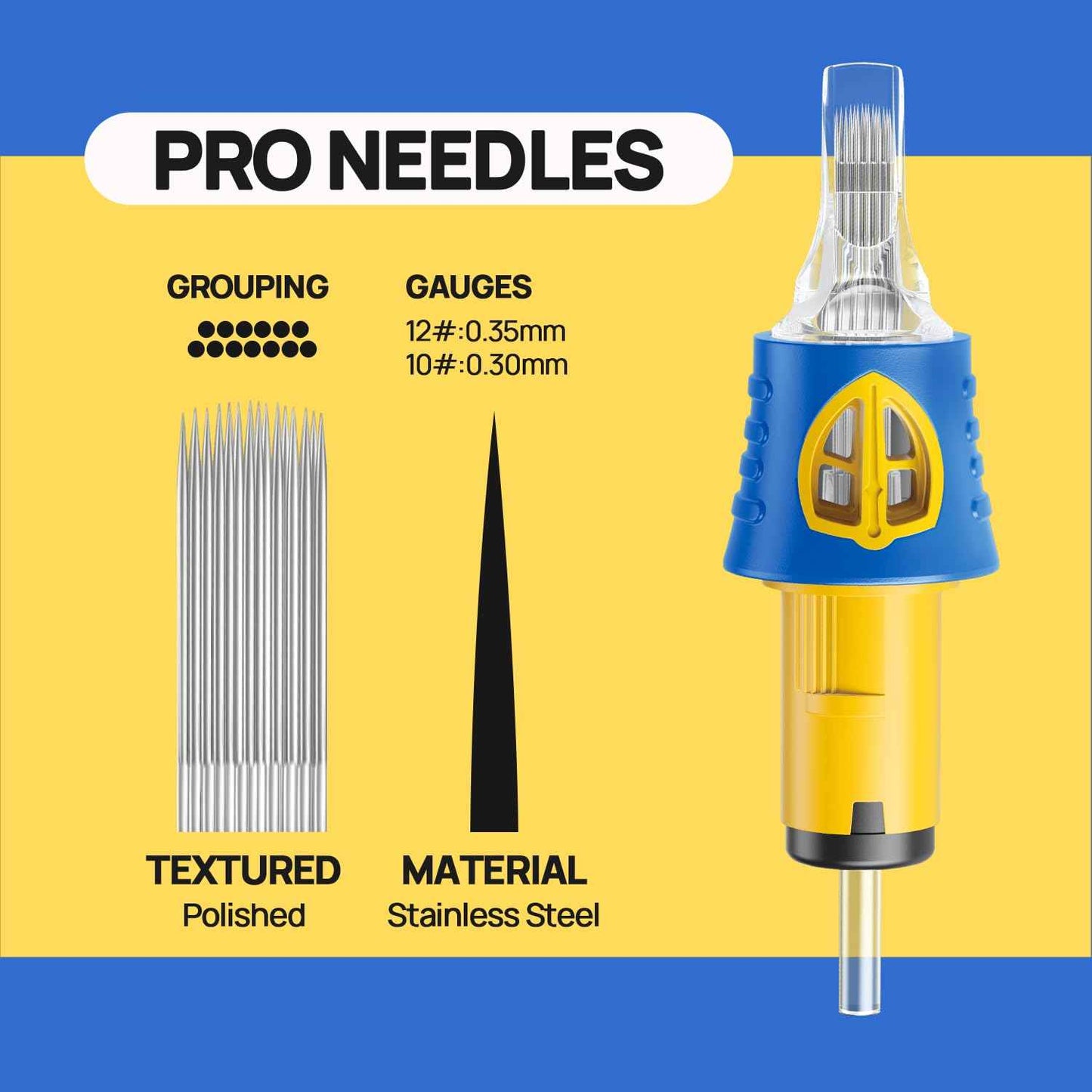 ES SHIELD Tattoo Needles, 50pcs Assorted Silicone Finger Ledge Tattoo Cartridge Needle #12 Standard 3RL 5RL 7RL 9RL 11RL Round Liner for Tattoo Pen Tattoo Supplies