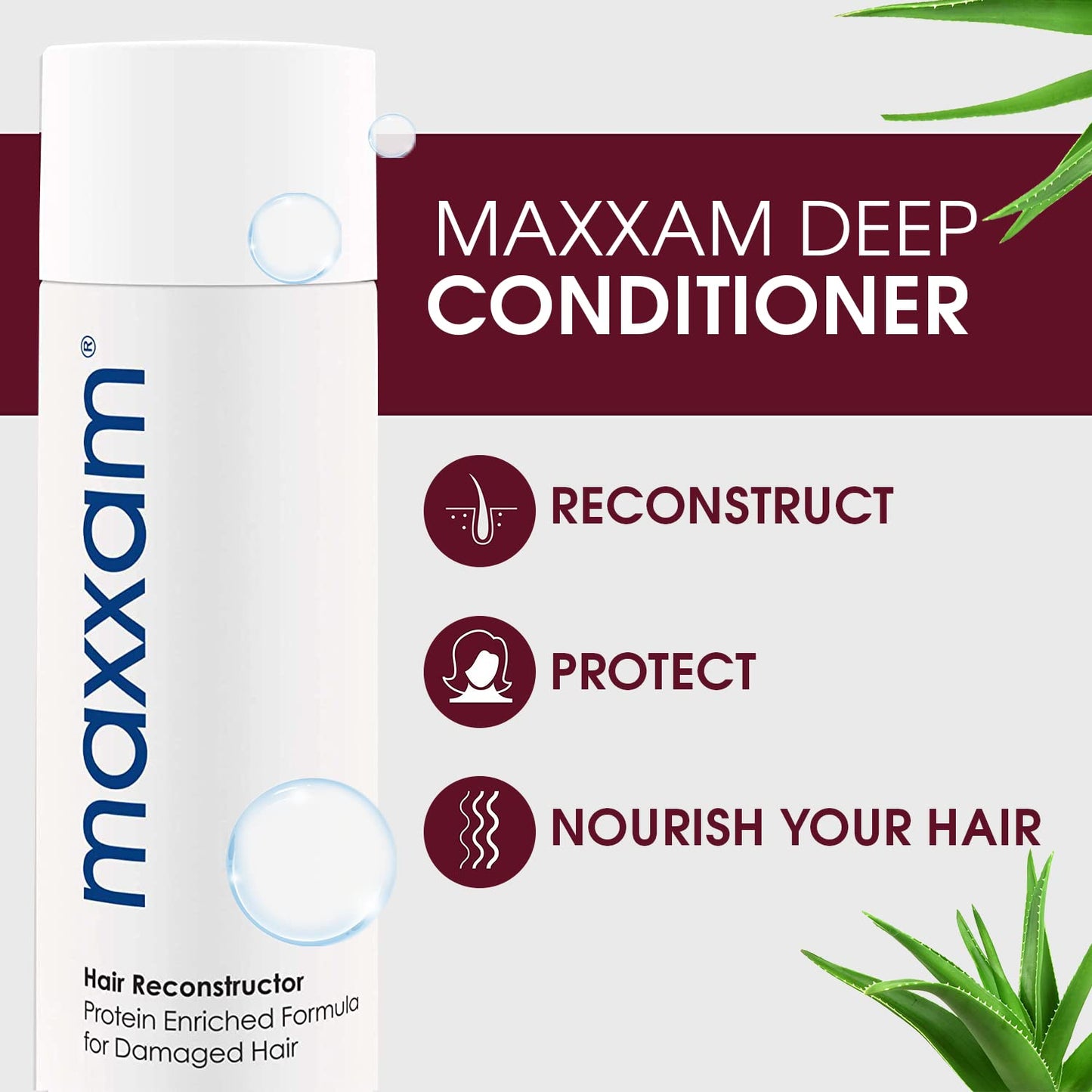 Maxxam Reconstructor Deep Hair Conditioner for Damage Control, Protein Enriched Hair Treatment for Damaged Hair, 10 Fl Oz