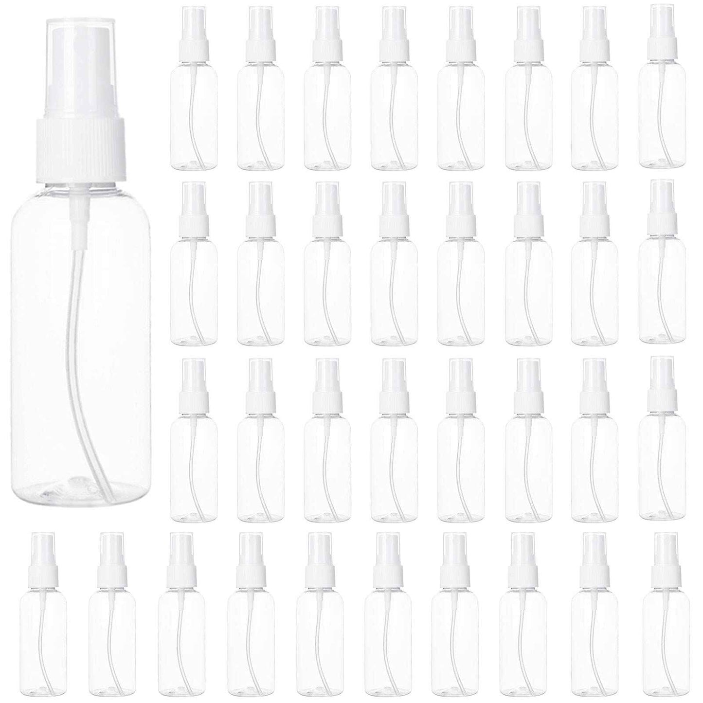 APACALI 50pcs 2 Oz Clear Fine Mist Spray Bottles, Reusable, Leak-Proof, Mini Travel Empty Spray Bottles for Perfume, Plant, etc. (60ml)