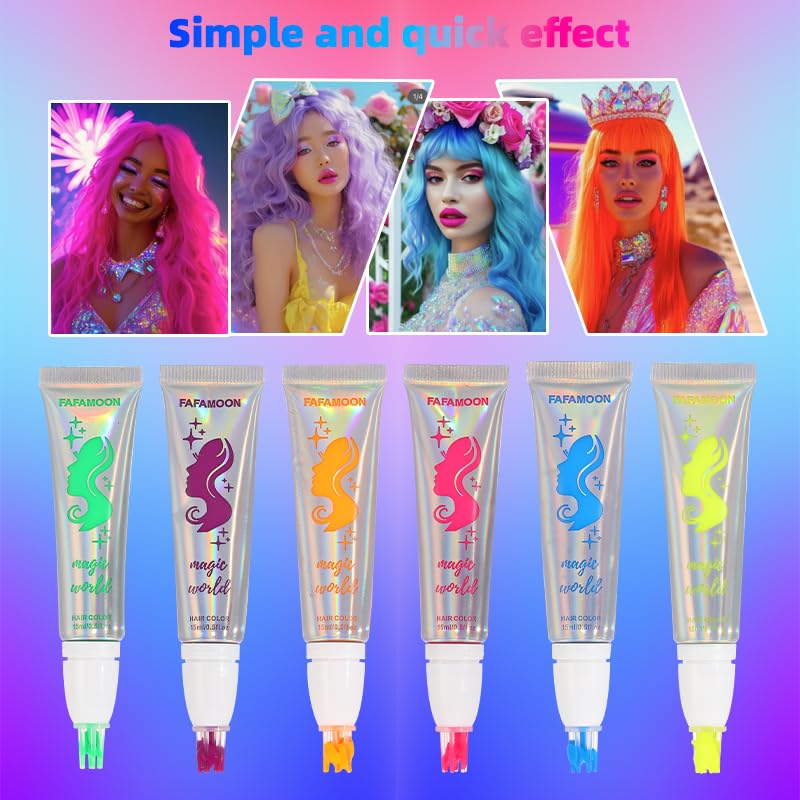 YIBABY UV Neon Temporary Hair Dye Set - Glow in the Dark Gel (3 PCS)