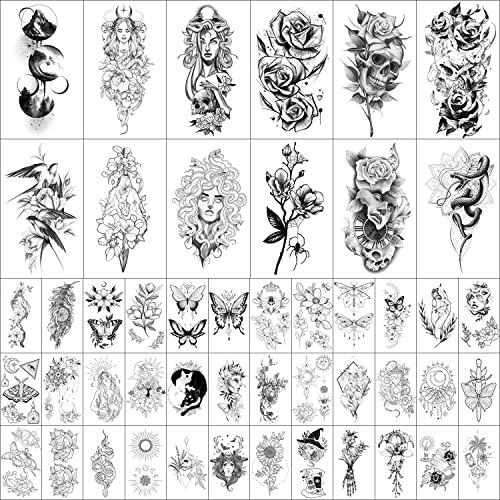 GLARYYEARS 48-Pack Waterproof Temporary Tattoos - 5-7 Day Wear