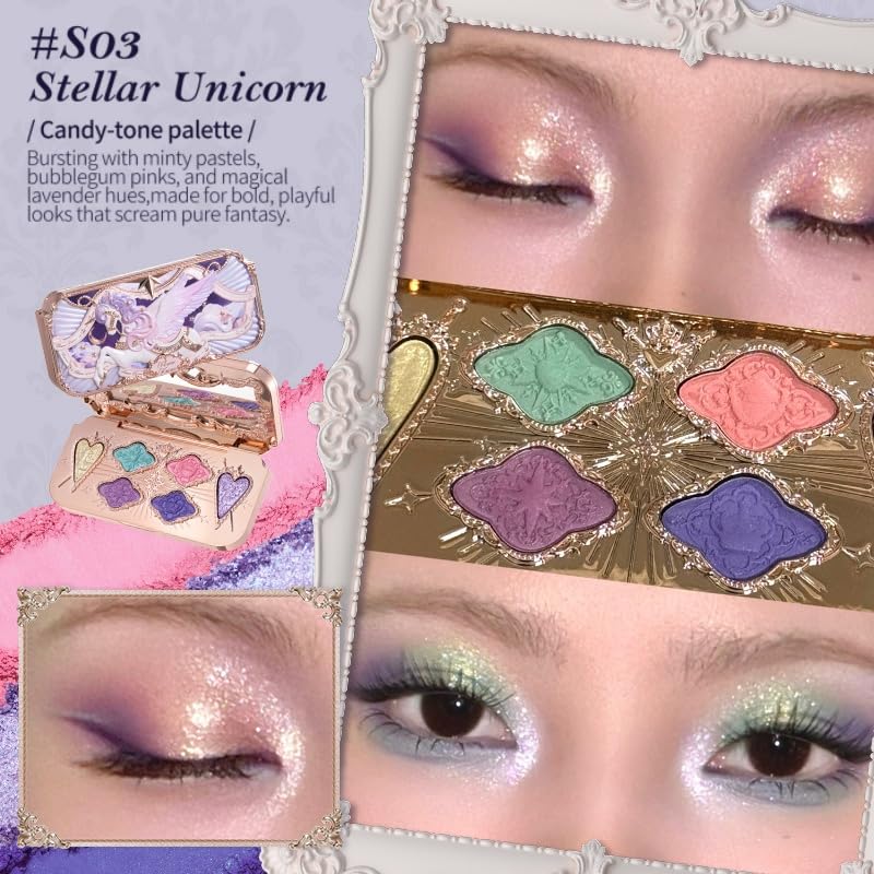 Flower Knows Stellar Unicorn 6-Color Satin Makeup Palette, 0.23oz - Fantasy & Party Shades