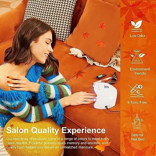 MEFA Gel Nail Polish Kit with U V Light - 28 Colors Fall Winter Gel Nail Polish Set Gold Brown Soak Off Nail Polish Starter Kit with Base & Matte Glossy Top Coat Nail Art Decorations Manicure Tools