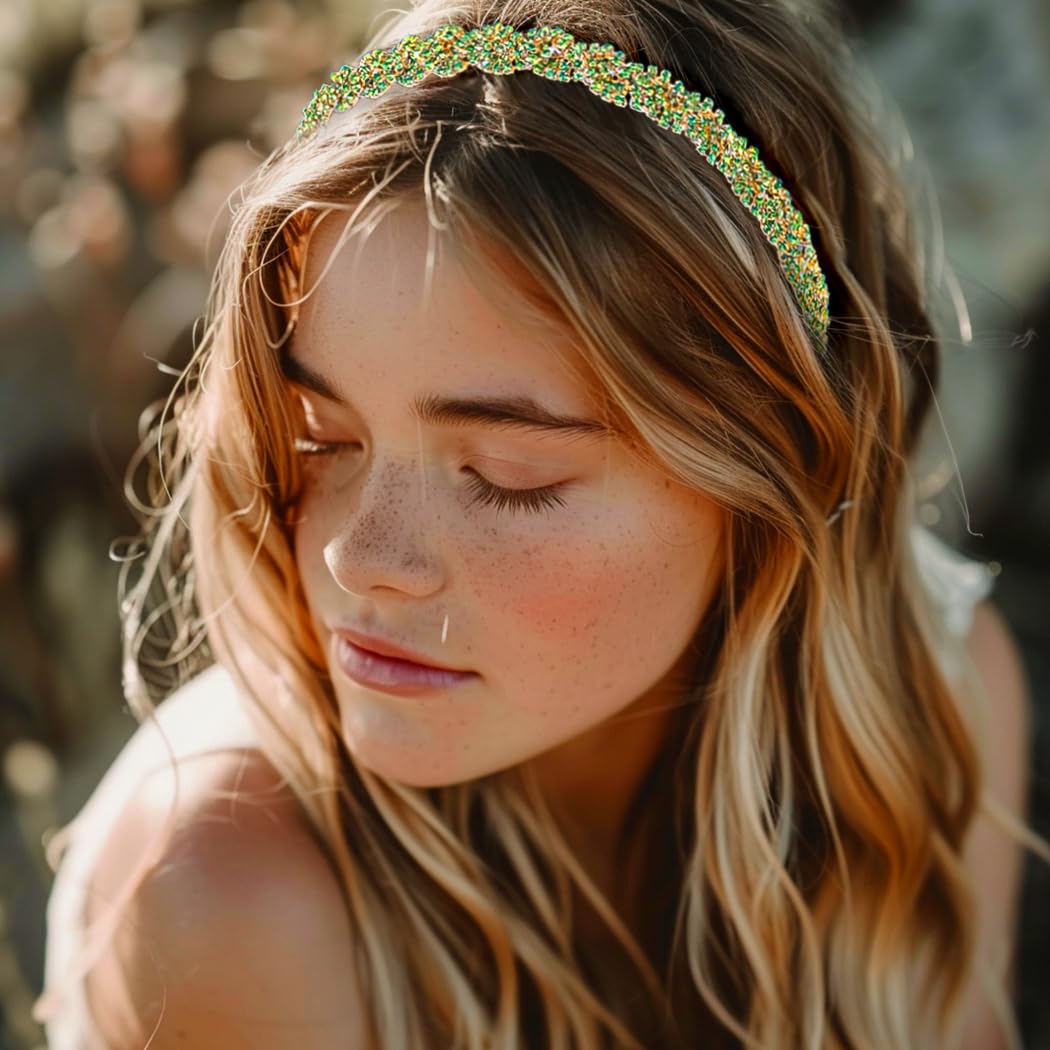 Fstrend Rhinestone Headband Multicolors Crystal Hairbands Boho Sparkle Jewelry Head Chain Headpieces for Women (Colors D)