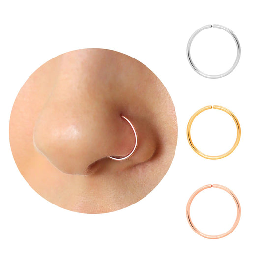 5mm Super Tiny Thin Nose Rings Hoops for Women/Men, Small Rose Gold Nose Rings 20g for Nose Piercings (1pc - 20 gauge - 5mm, 14K Rose Gold Filled)