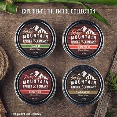 Rocky Mountain Barber Company Beard Balm - Classic Unscented - 100% Natural - Premium Wax Blend with Nutrient Rich Bees Wax, Jojoba, Coconut Oil