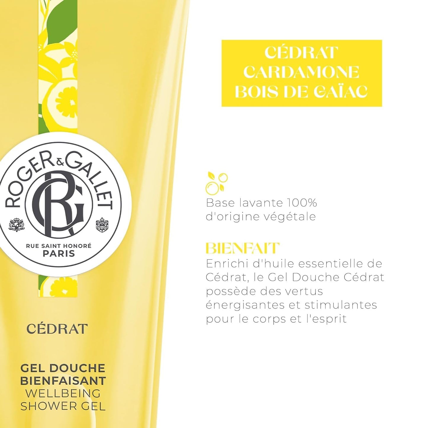 ROGER & GALLET | Body Wash & Shower Gel for Women | Cédrat - Citron 6.7 Oz