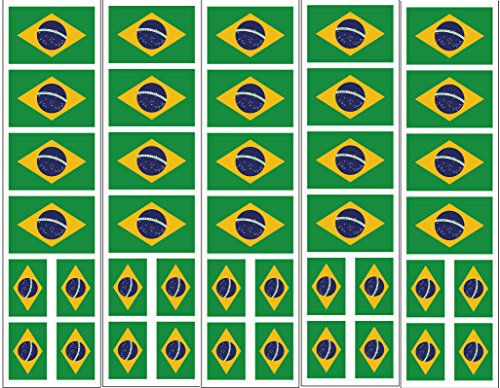 40 Brazil Flag Temporary Tattoos – Party Favors