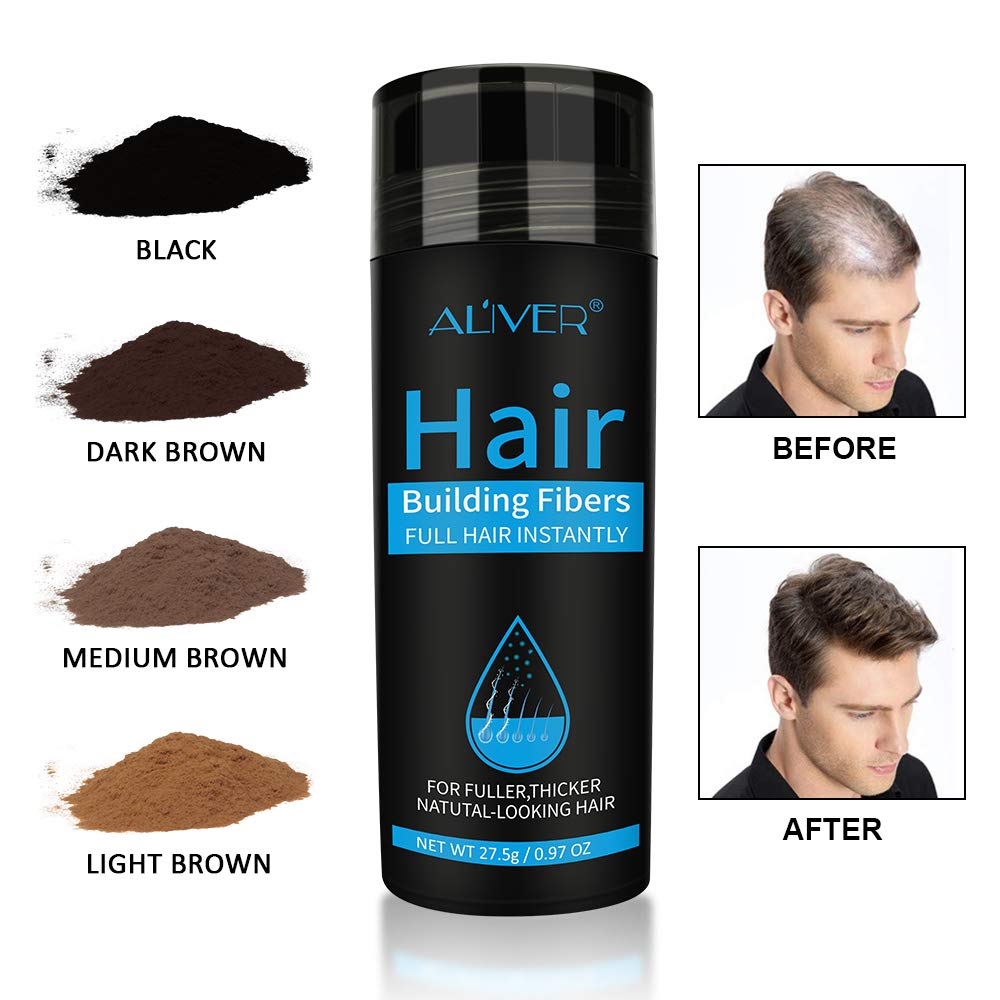 Hair Building Fibers, Hair Thickening Fibers for Thinning Hair & Bald Spots Thicker Fuller Hair in 15 Seconds Suitbable for Man and Woman 0.97Oz (Dark Brown)