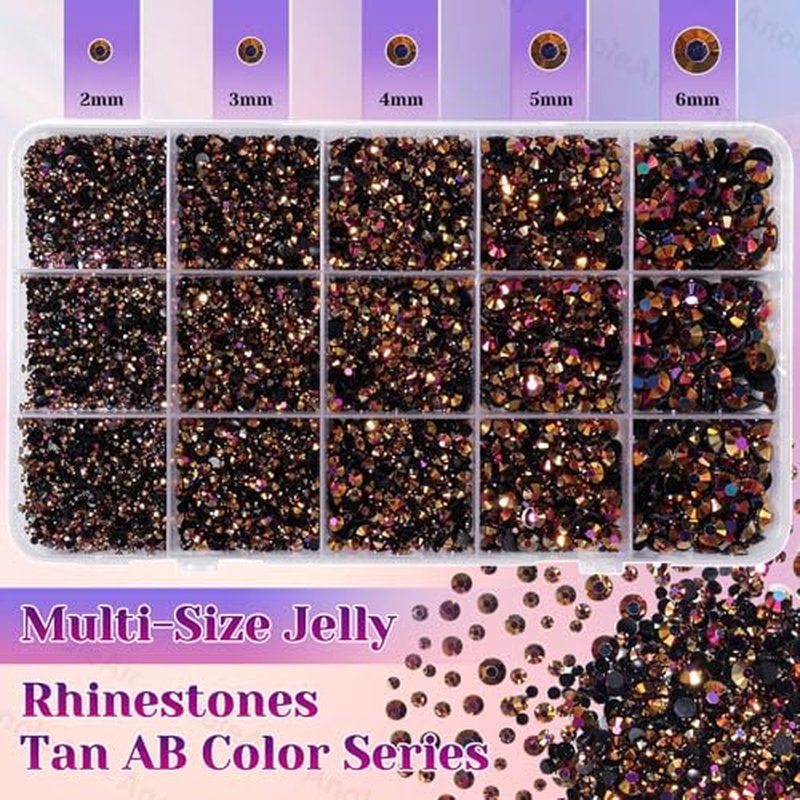 12000 Tan AB Rhinestones Kit, 2-6mm Flatback Gems with Tools
