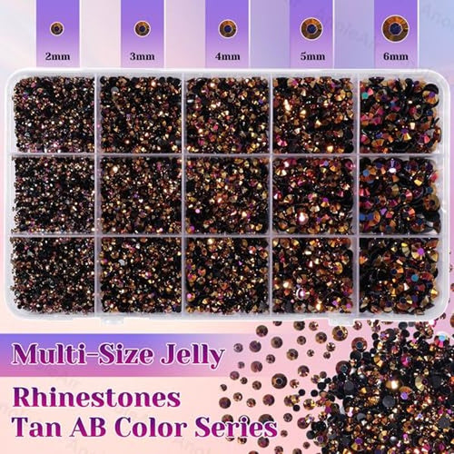 12000 Tan AB Rhinestones Kit, 2-6mm Flatback Gems with Tools