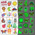 408 PCS Temporary Tattoos for Kids - Glitter & Glow Stickers