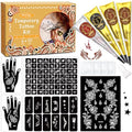 InkForge Temporary Tattoo Kit with 4 Inks & Stencils - Red, Black, Maroon, Cherry Red, DIY Body Art for Women Men Kids, Party Gifts - Variation: 4P-Red1 Black1 Maroon2