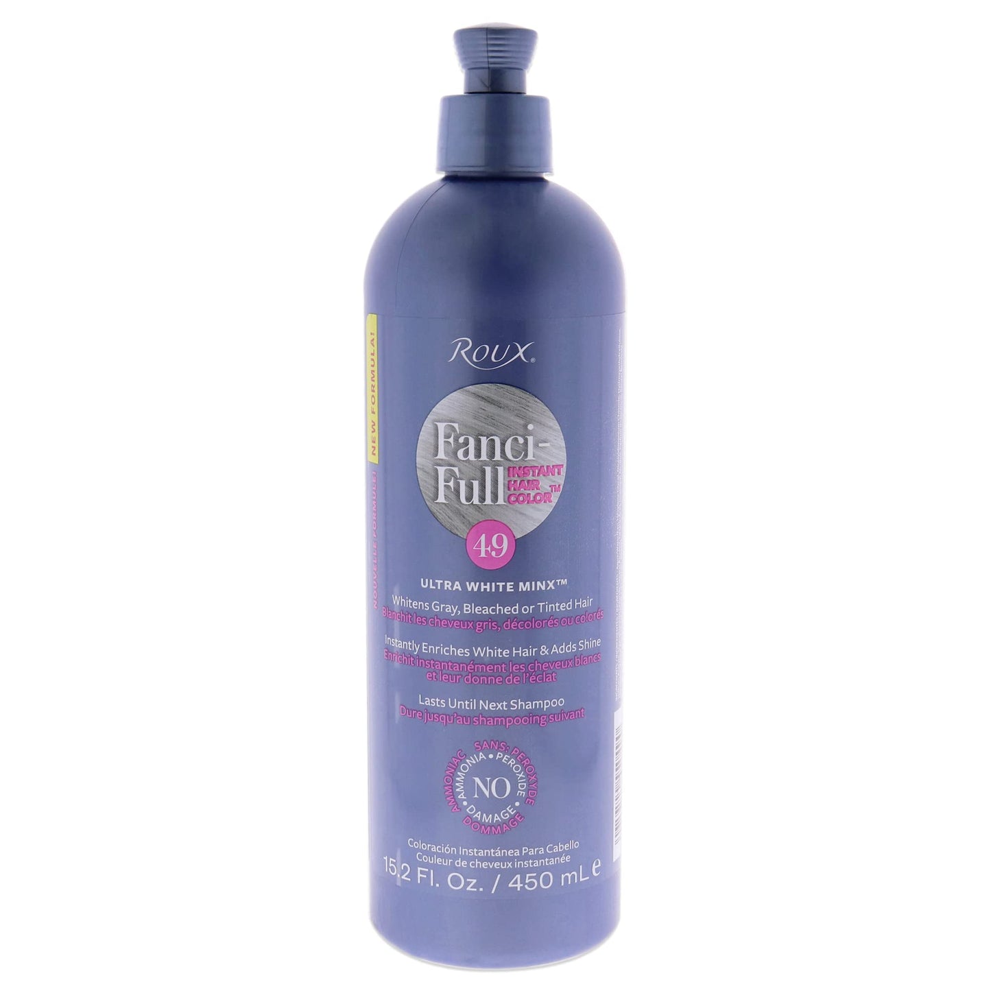 Roux, Fanci-Full Instant Hair Color Rinse, 49 White Minx ,Temporarily Evens Tones, Blends Away Gray, 15.2 Oz