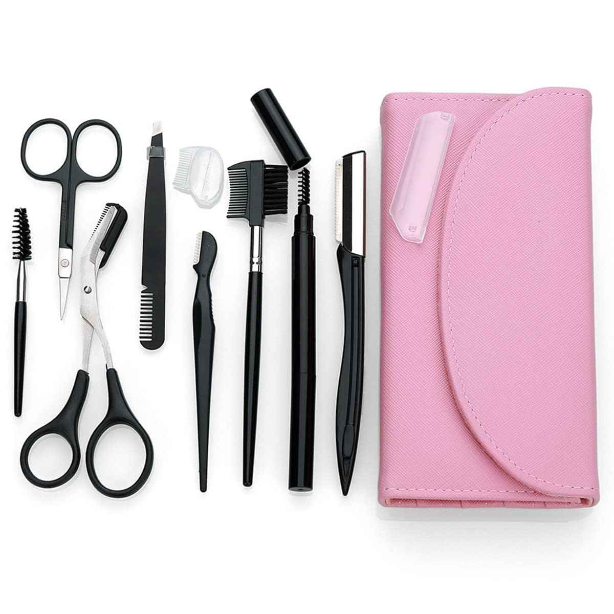 Eyebrow Grooming Kit - The Treatment Kit Includes: Tweezers, Brow Pencil, Comb, Razor, Brush, Scissors for Perfect Eyebrow Care