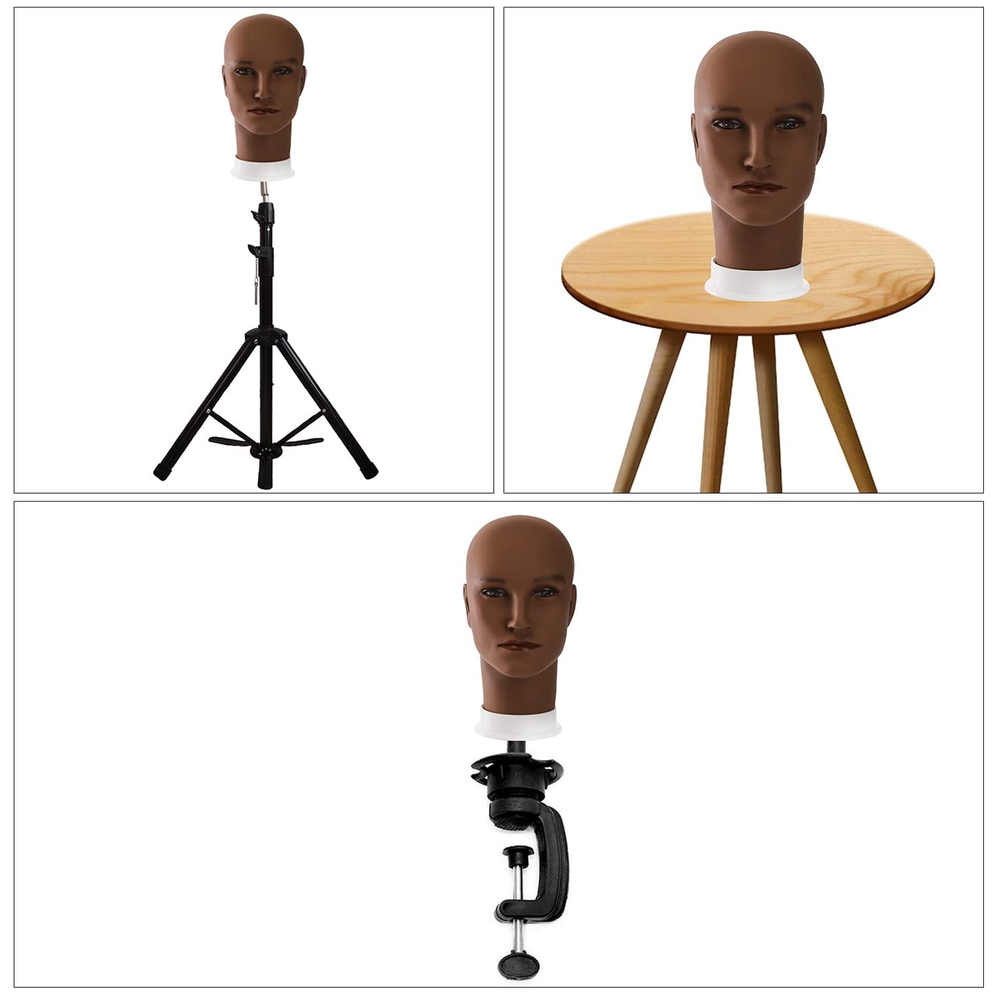 Dicunoy 2PCS Mannequin Heads, Male Hair Model, Bald Wig, Afro American Cosmetology Head for Eyeglasses, Hairs, Hat, Helmet, Glasses Display