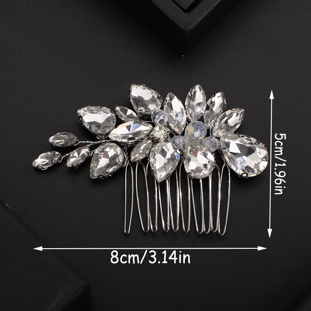 Teyglen Hair Comb, Silver Rhinestone Wedding Hair Piece, Crystal Bridal Hair Comb, Sparkly Rhinestone Headpiece, Hair Accessories for Women and Girls